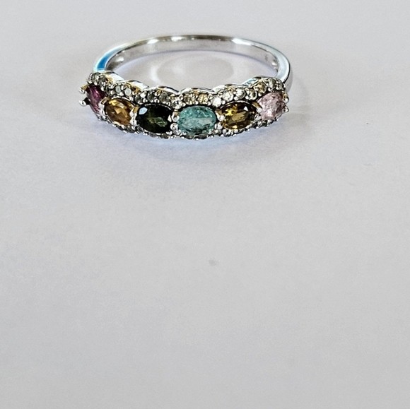 Beautiful Multicolor Tourmaline Ring in Sterling Silver Size 9 - Picture 3 of 9